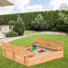 Load image into Gallery viewer, Gymax Kids Large Wooden Sandbox Outdoor Cedar Sandpit Play Station with 2 Bench Seats