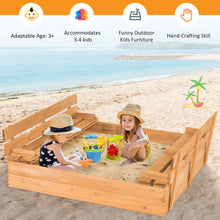 Load image into Gallery viewer, Gymax Kids Large Wooden Sandbox Outdoor Cedar Sandpit Play Station with 2 Bench Seats