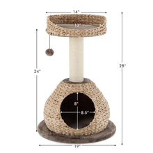 Load image into Gallery viewer, Gymax 28'' Hand-Made Cat Tree Tower Natural Bowl Shaped w/Perch