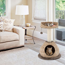 Load image into Gallery viewer, Gymax 28'' Hand-Made Cat Tree Tower Natural Bowl Shaped w/Perch