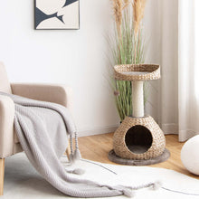 Load image into Gallery viewer, Gymax 28'' Hand-Made Cat Tree Tower Natural Bowl Shaped w/Perch