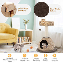 Load image into Gallery viewer, Gymax 28'' Hand-Made Cat Tree Tower Natural Bowl Shaped w/Perch
