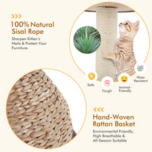Load image into Gallery viewer, Gymax 28'' Hand-Made Cat Tree Tower Natural Bowl Shaped w/Perch