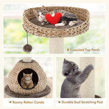 Load image into Gallery viewer, Gymax 28'' Hand-Made Cat Tree Tower Natural Bowl Shaped w/Perch