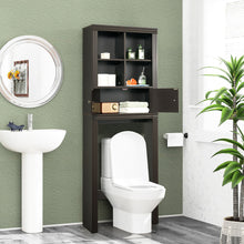 Load image into Gallery viewer, Gymax Over the Toilet Storage Rack 2-Door Bathroom Space Saver Adjustable Shelf Brown