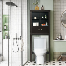 Load image into Gallery viewer, Gymax Over the Toilet Storage Rack 2-Door Bathroom Space Saver Adjustable Shelf Brown