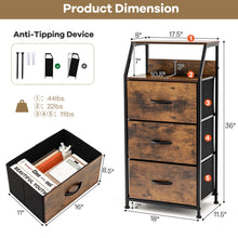 Load image into Gallery viewer, Gymax 3 Drawer Dresser w/ Wood Top Sturdy Steel Frame Storage Organizer Dresser
