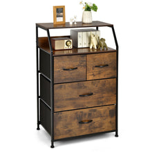Load image into Gallery viewer, Gymax 4 Drawer Dresser Tall Wide Storage Organizer Unit w/ Wooden Top Fabric Bins