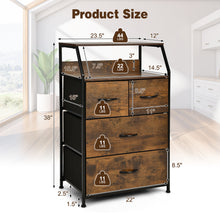 Load image into Gallery viewer, Gymax 2PCS 4 Drawer Dresser Tall Wide Storage Organizer Unit w/ Wooden Top Fabric Bins