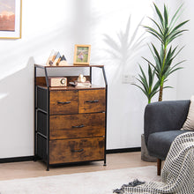 Load image into Gallery viewer, Gymax 4 Drawer Dresser Tall Wide Storage Organizer Unit w/ Wooden Top Fabric Bins