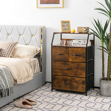 Load image into Gallery viewer, Gymax 4 Drawer Dresser Tall Wide Storage Organizer Unit w/ Wooden Top Fabric Bins