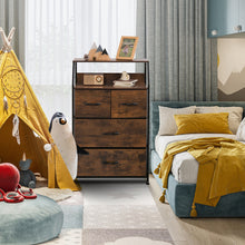 Load image into Gallery viewer, Gymax 4 Drawer Dresser Tall Wide Storage Organizer Unit w/ Wooden Top Fabric Bins