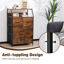Load image into Gallery viewer, Gymax 4 Drawer Dresser Tall Wide Storage Organizer Unit w/ Wooden Top Fabric Bins