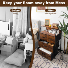 Load image into Gallery viewer, Gymax 2PCS 4 Drawer Dresser Tall Wide Storage Organizer Unit w/ Wooden Top Fabric Bins