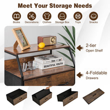 Load image into Gallery viewer, Gymax 2PCS 4 Drawer Dresser Tall Wide Storage Organizer Unit w/ Wooden Top Fabric Bins