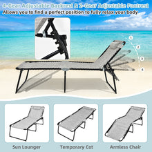 Load image into Gallery viewer, Gymax Folding Reclining Lounge Chaise 4-Position Backrest Portable Beach Chair Grey