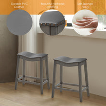 Load image into Gallery viewer, Gymax Set of 2 Saddle Bar Stools Counter Height Kitchen Chairs w/ Rubber Wood Legs