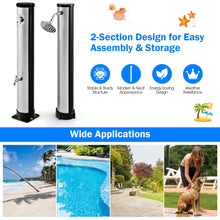 Load image into Gallery viewer, Gymax 7.2 ft 10 Gallon 2-Section Outdoor Solar-Heated Shower w/ Free-Rotating Shower Head