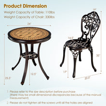 Load image into Gallery viewer, Gymax 3PCS Cast Aluminum Patio Bistro Set Outdoor Table & Chairs Furniture Set