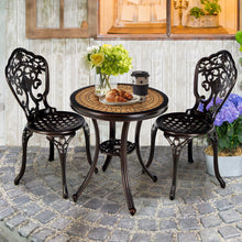 Load image into Gallery viewer, Gymax 3PCS Cast Aluminum Patio Bistro Set Outdoor Table & Chairs Furniture Set