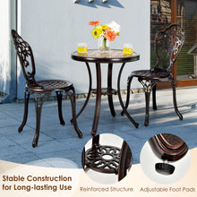 Load image into Gallery viewer, Gymax 3PCS Cast Aluminum Patio Bistro Set Outdoor Table & Chairs Furniture Set