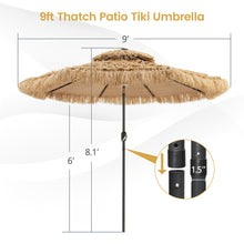 Load image into Gallery viewer, Gymax 9 ft Solar Powered Thatched Tiki Patio Umbrella Beach 2 Tier Hawaiian Crank