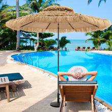 Load image into Gallery viewer, Gymax 9 ft Solar Powered Thatched Tiki Patio Umbrella Beach 2 Tier Hawaiian Crank