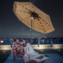 Load image into Gallery viewer, Gymax 9 ft Solar Powered Thatched Tiki Patio Umbrella Beach 2 Tier Hawaiian Crank