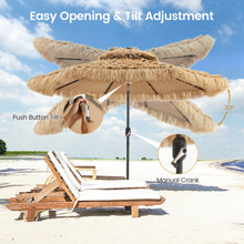 Load image into Gallery viewer, Gymax 9 ft Solar Powered Thatched Tiki Patio Umbrella Beach 2 Tier Hawaiian Crank