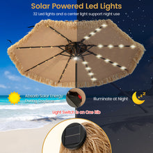 Load image into Gallery viewer, Gymax 9 ft Solar Powered Thatched Tiki Patio Umbrella Beach 2 Tier Hawaiian Crank