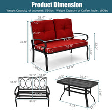 Load image into Gallery viewer, Gymax 2PCS Patio Loveseat & Table Set Conversation Sofa Set w/ Red Cushions