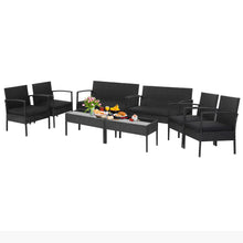 Load image into Gallery viewer, Gymax 8PCS Rattan Patio Conversation Set Outdoor Wicker Furniture Set w/ Cushions