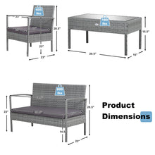 Load image into Gallery viewer, Gymax 4PCS Rattan Patio Furniture Set Outdoor Wicker Conversation Set w/ Cushions