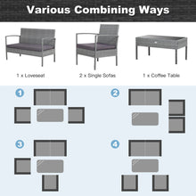 Load image into Gallery viewer, Gymax 4PCS Rattan Patio Furniture Set Outdoor Wicker Conversation Set w/ Cushions