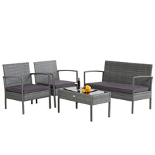 Load image into Gallery viewer, Gymax 4PCS Rattan Patio Furniture Set Outdoor Wicker Conversation Set w/ Cushions