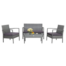 Load image into Gallery viewer, Gymax 4PCS Rattan Patio Furniture Set Outdoor Wicker Conversation Set w/ Cushions
