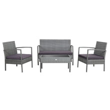 Load image into Gallery viewer, Gymax 4PCS Rattan Patio Furniture Set Outdoor Wicker Conversation Set w/ Cushions