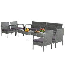 Load image into Gallery viewer, Gymax 8PCS Rattan Patio Furniture Set Outdoor Wicker Conversation Set w/ Cushions