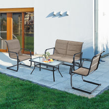 Load image into Gallery viewer, Gymax 4PCS Patio Conversation Set Cotton Padded Furniture Set w/ Swing Glider Loveseat