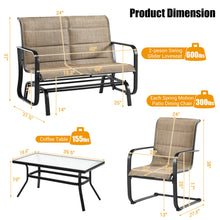 Load image into Gallery viewer, Gymax 4PCS Patio Conversation Set Cotton Padded Furniture Set w/ Swing Glider Loveseat
