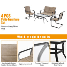 Load image into Gallery viewer, Gymax 4PCS Patio Conversation Set Cotton Padded Furniture Set w/ Swing Glider Loveseat