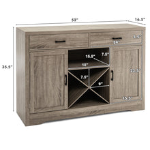 Load image into Gallery viewer, Gymax Kitchen Storage Buffet Cabinet Farmhouse Wooden Sideboard w/2 Drawer & Wine Rack
