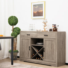 Load image into Gallery viewer, Gymax Kitchen Storage Buffet Cabinet Farmhouse Wooden Sideboard w/2 Drawer & Wine Rack