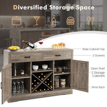 Load image into Gallery viewer, Gymax Kitchen Storage Buffet Cabinet Farmhouse Wooden Sideboard w/2 Drawer & Wine Rack