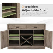 Load image into Gallery viewer, Gymax Kitchen Storage Buffet Cabinet Farmhouse Wooden Sideboard w/2 Drawer & Wine Rack