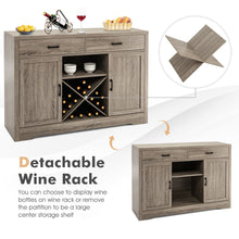 Load image into Gallery viewer, Gymax Kitchen Storage Buffet Cabinet Farmhouse Wooden Sideboard w/2 Drawer & Wine Rack