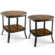 Load image into Gallery viewer, Gymax 2PCS 2-Tier Sofa End Side Table Nightstand Round Tabletop for Living Room Brown