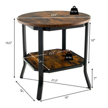 Load image into Gallery viewer, Gymax 2PCS 2-Tier Sofa End Side Table Nightstand Round Tabletop for Living Room Brown