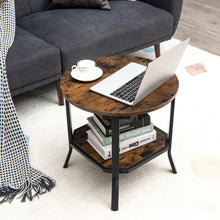 Load image into Gallery viewer, Gymax 2PCS 2-Tier Sofa End Side Table Nightstand Round Tabletop for Living Room Brown