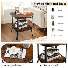 Load image into Gallery viewer, Gymax 2PCS 2-Tier Sofa End Side Table Nightstand Round Tabletop for Living Room Brown